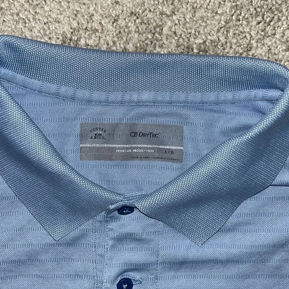 cutter & Buck Carolina blue Pinehurst Putter Boy Golf Polo  shirt L men’s worn